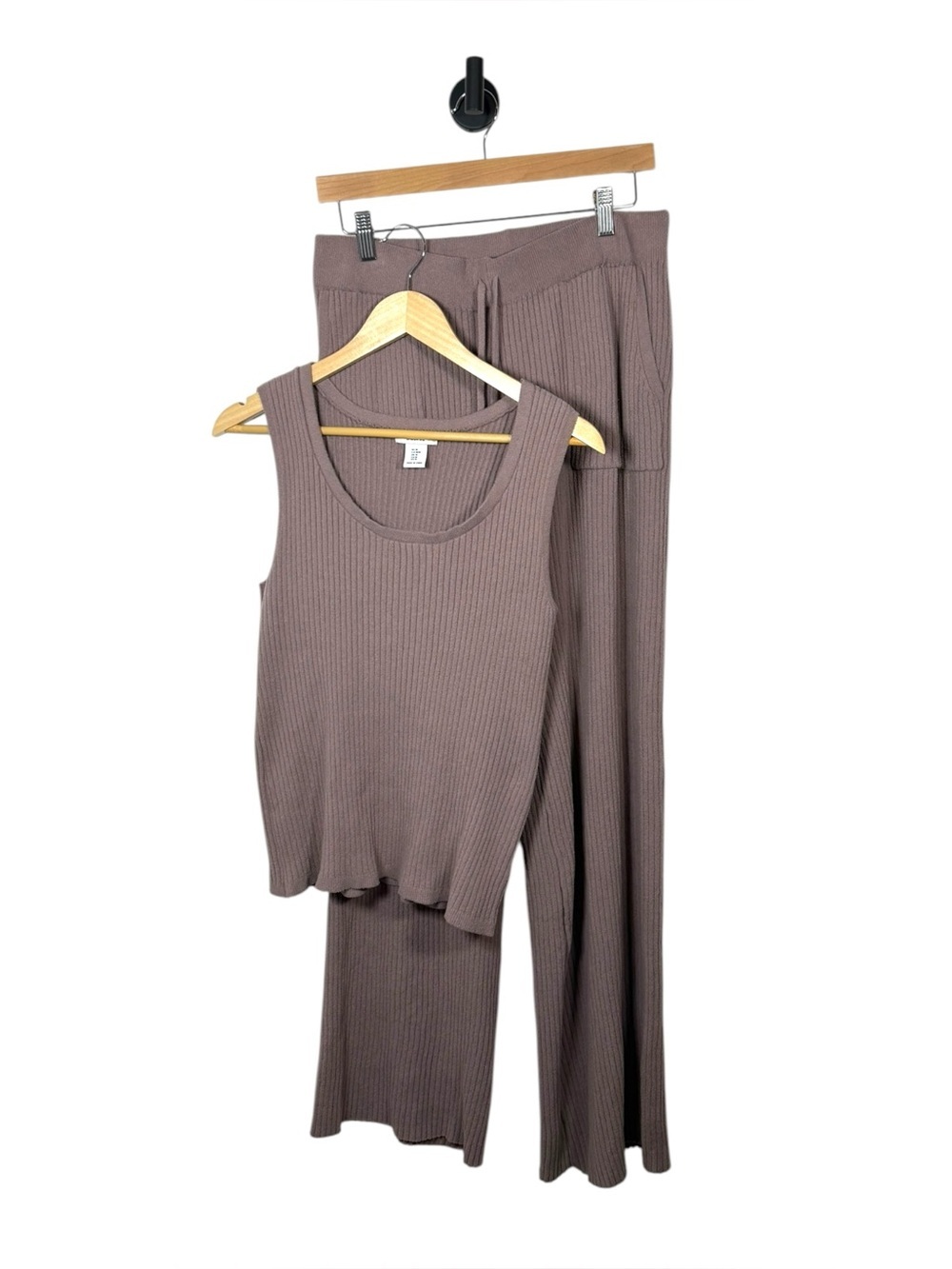 Jason Wu Ribbed Knit Tank Top Wide Leg Pants Matching Set Size M